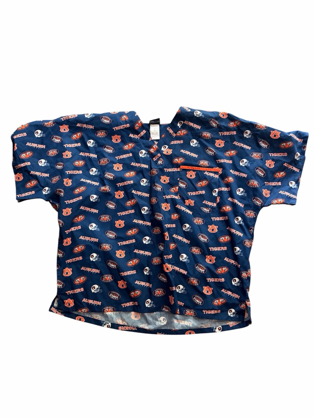 Auburn University Tigers Mens 2XL Blue Uniform Scrub Dudz V-Neck Short Sleeve‎
